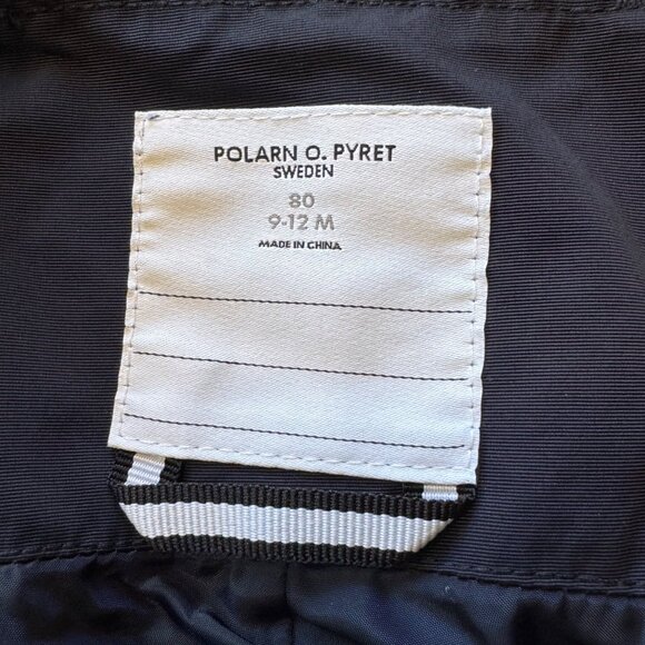 POLARN O. PYRET Waterproof Bib Overalls Baby 9-12 Mos 80 Blue Shell Rain Pants - Picture 6 of 8